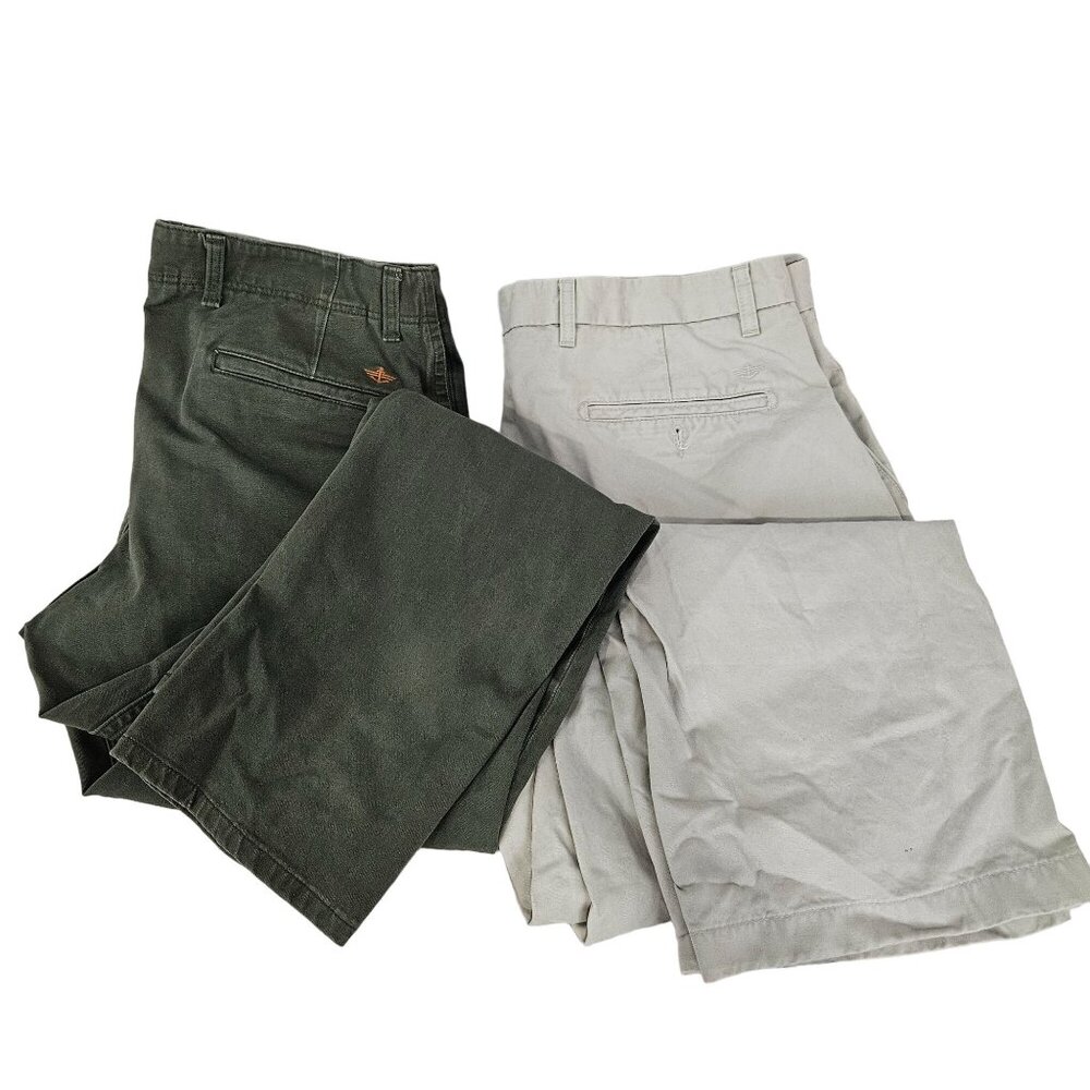 Dockers Classic Fit Men's Chino Pants Bundle Size 36x30 & 34x32 Green Khaki